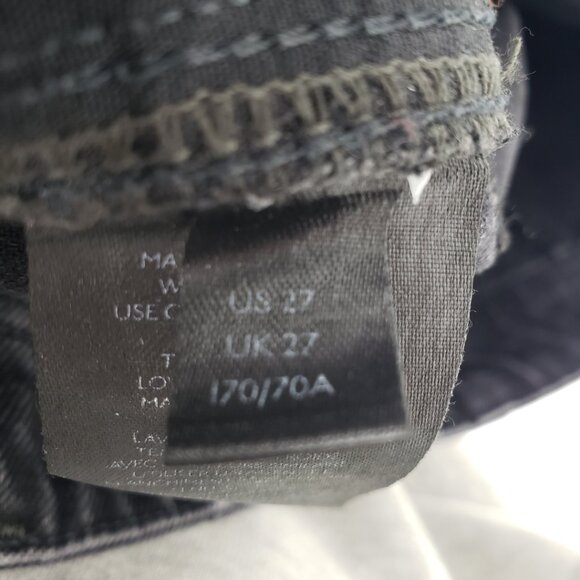 We The Free People Straight‎ Leg Jeans 27 High Rise Waist Raw Hem Faded Black - Picture 9 of 10